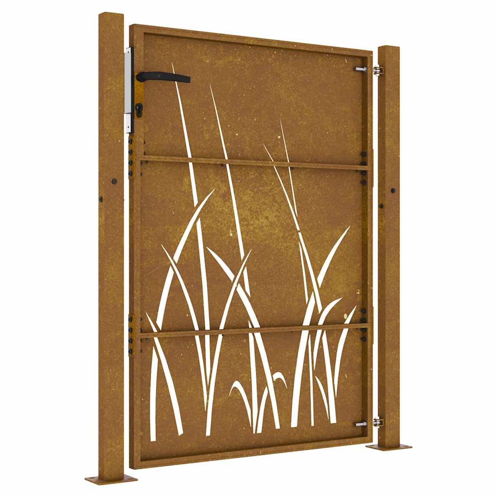 Garden gate 105x130 cm Corten steel grass design