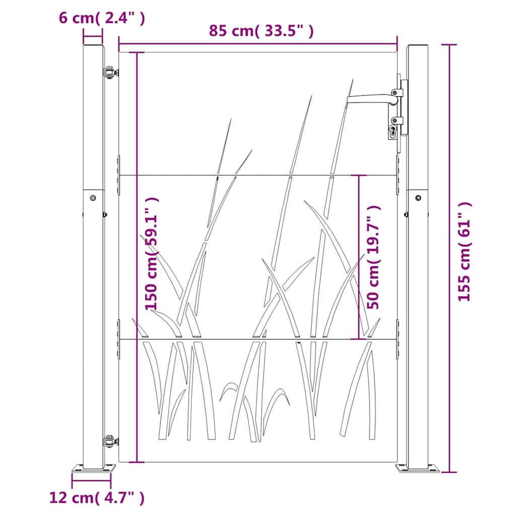 Gartentor 105x155 cm Cortenstahl Gras-Design