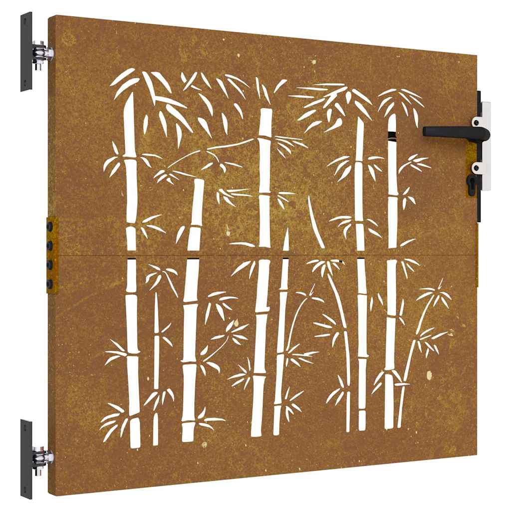 Gartentor 85x75 cm Cortenstahl Bambus-Design