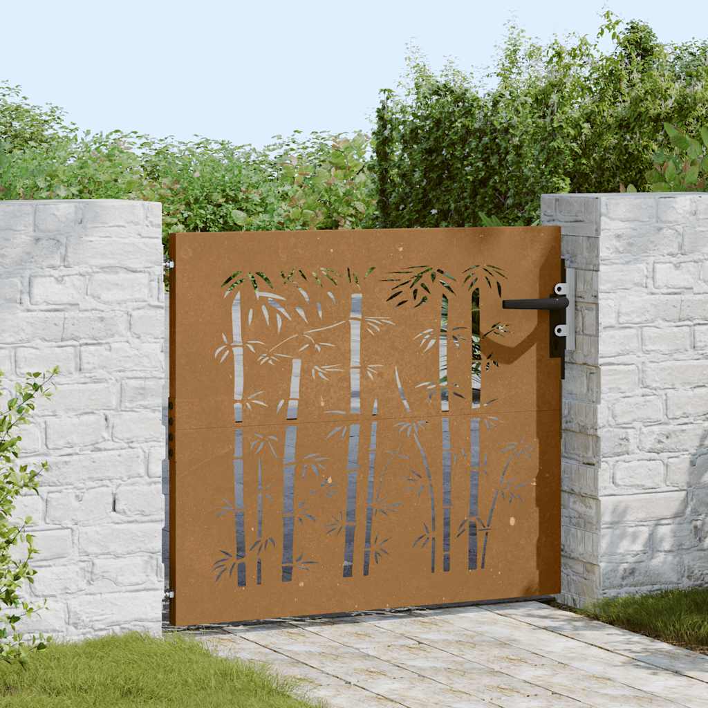 Gartentor 85x100 cm Cortenstahl Bambus-Design