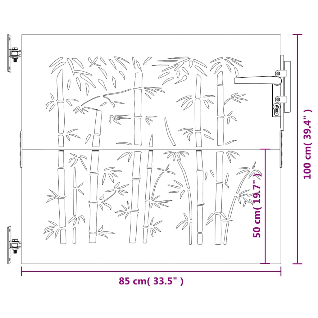 Gartentor 85x100 cm Cortenstahl Bambus-Design