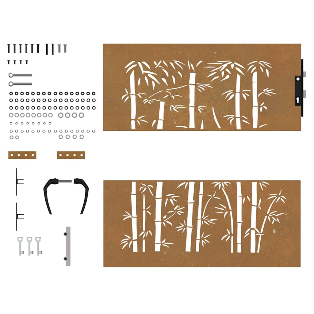 Gartentor 85x100 cm Cortenstahl Bambus-Design