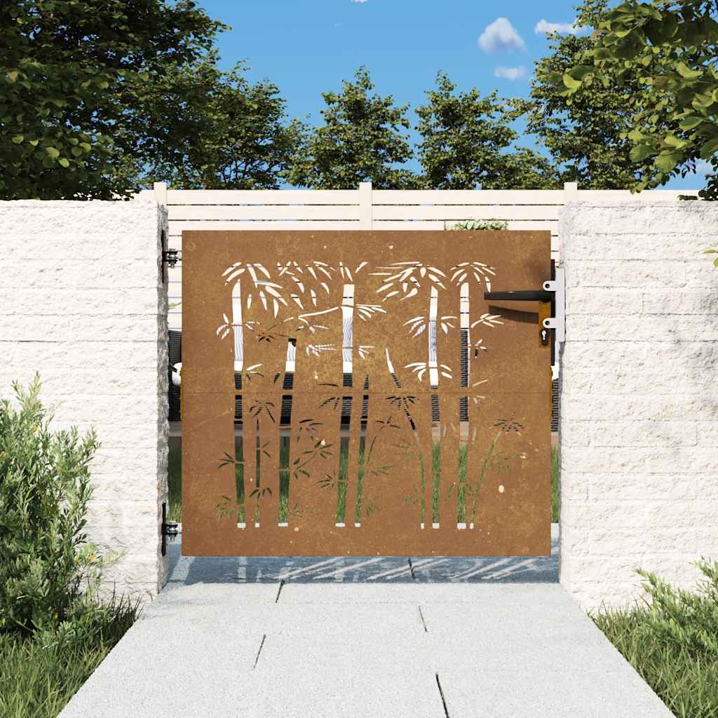 Gartentor 85x100 cm Cortenstahl Bambus-Design
