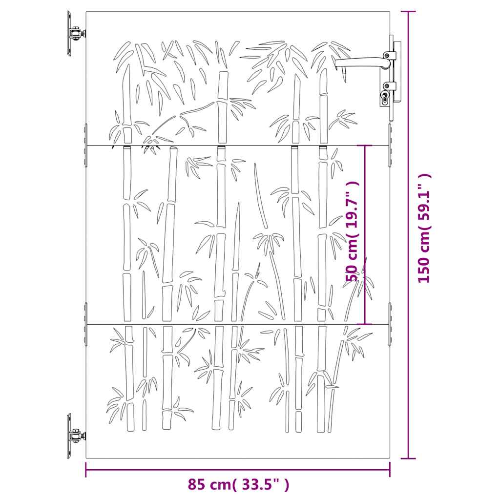 Gartentor 85x150 cm Cortenstahl Bambus-Design