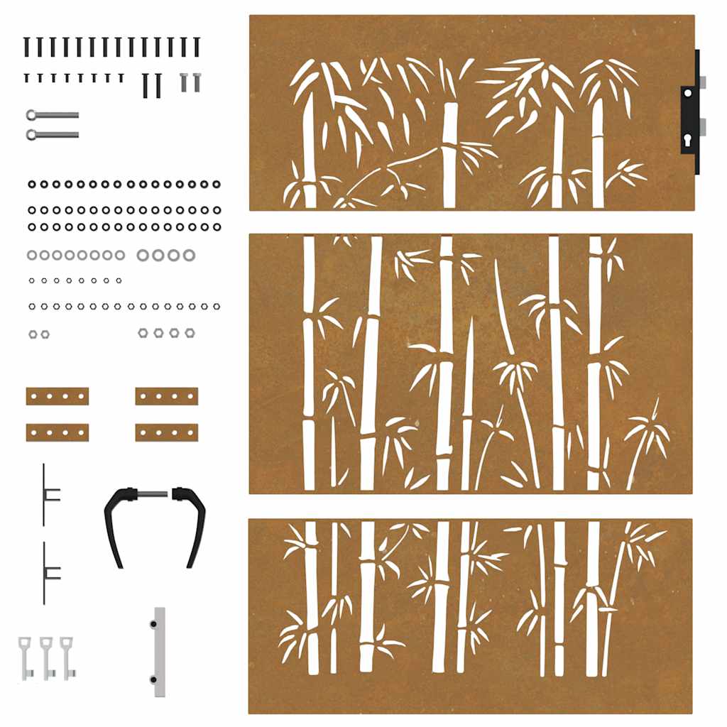 Gartentor 85x150 cm Cortenstahl Bambus-Design