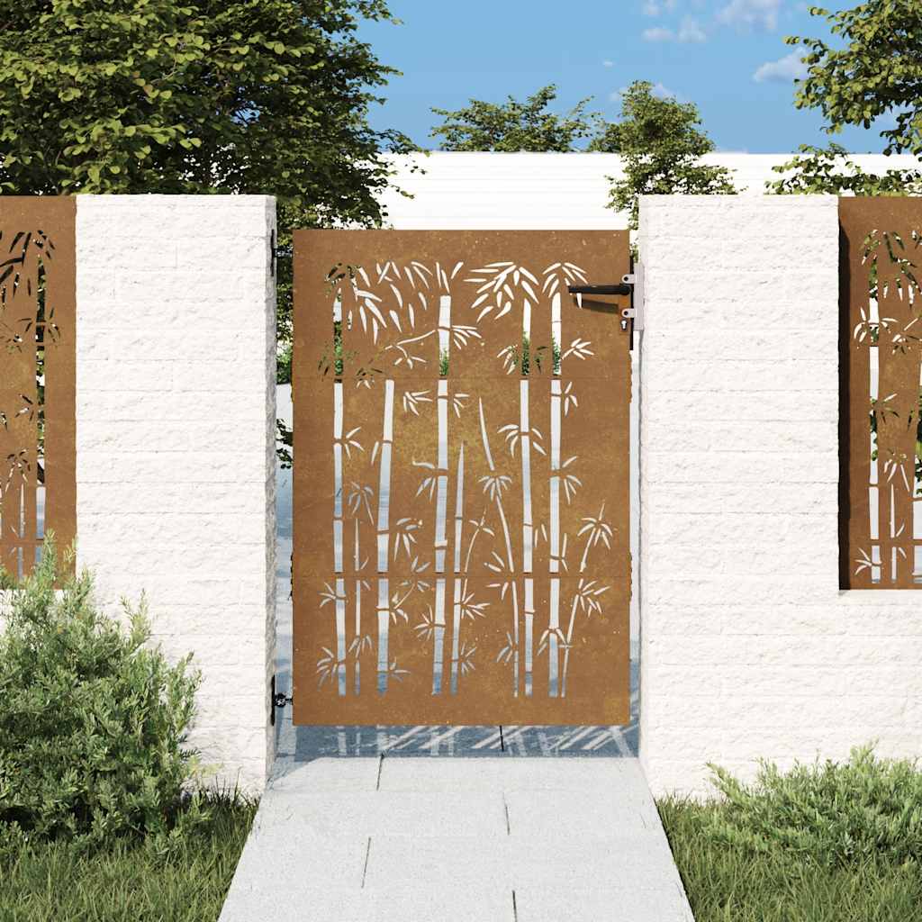 Gartentor 85x150 cm Cortenstahl Bambus-Design
