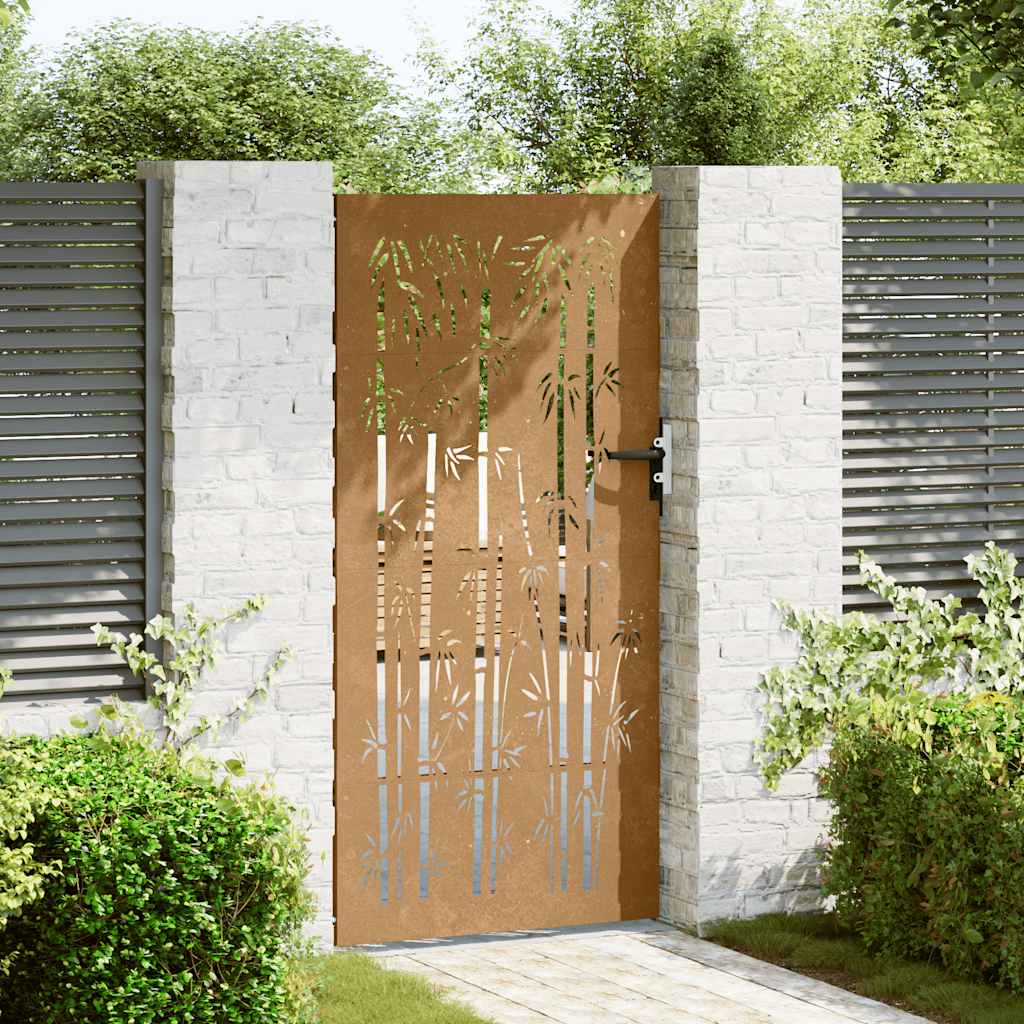Gartentor 85x175 cm Cortenstahl Bambus-Design