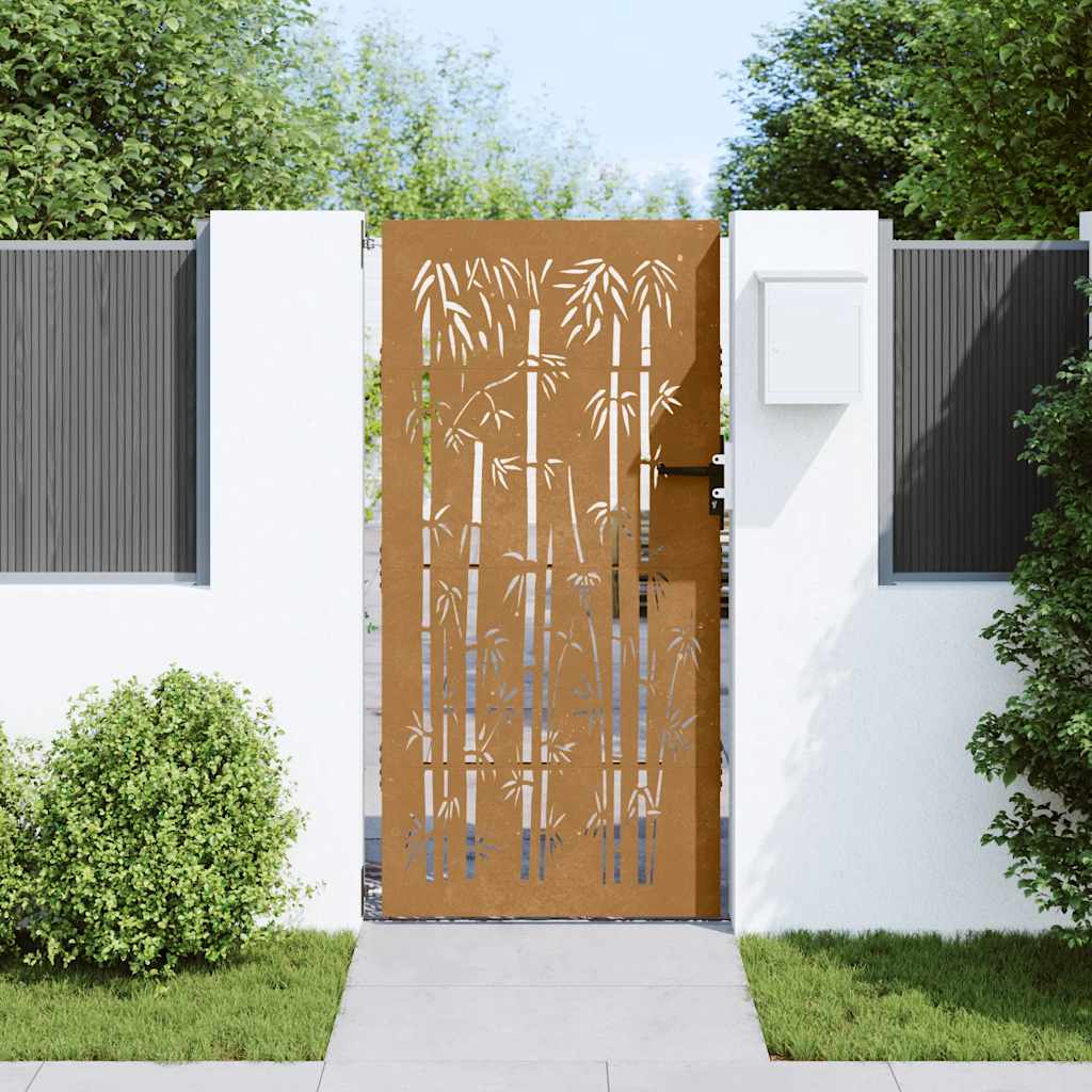 Gartentor 85x175 cm Cortenstahl Bambus-Design