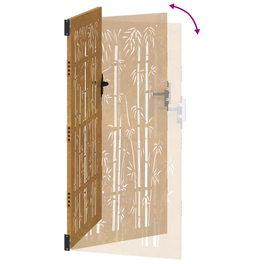 Gartentor 85x200 cm Cortenstahl Bambus-Design