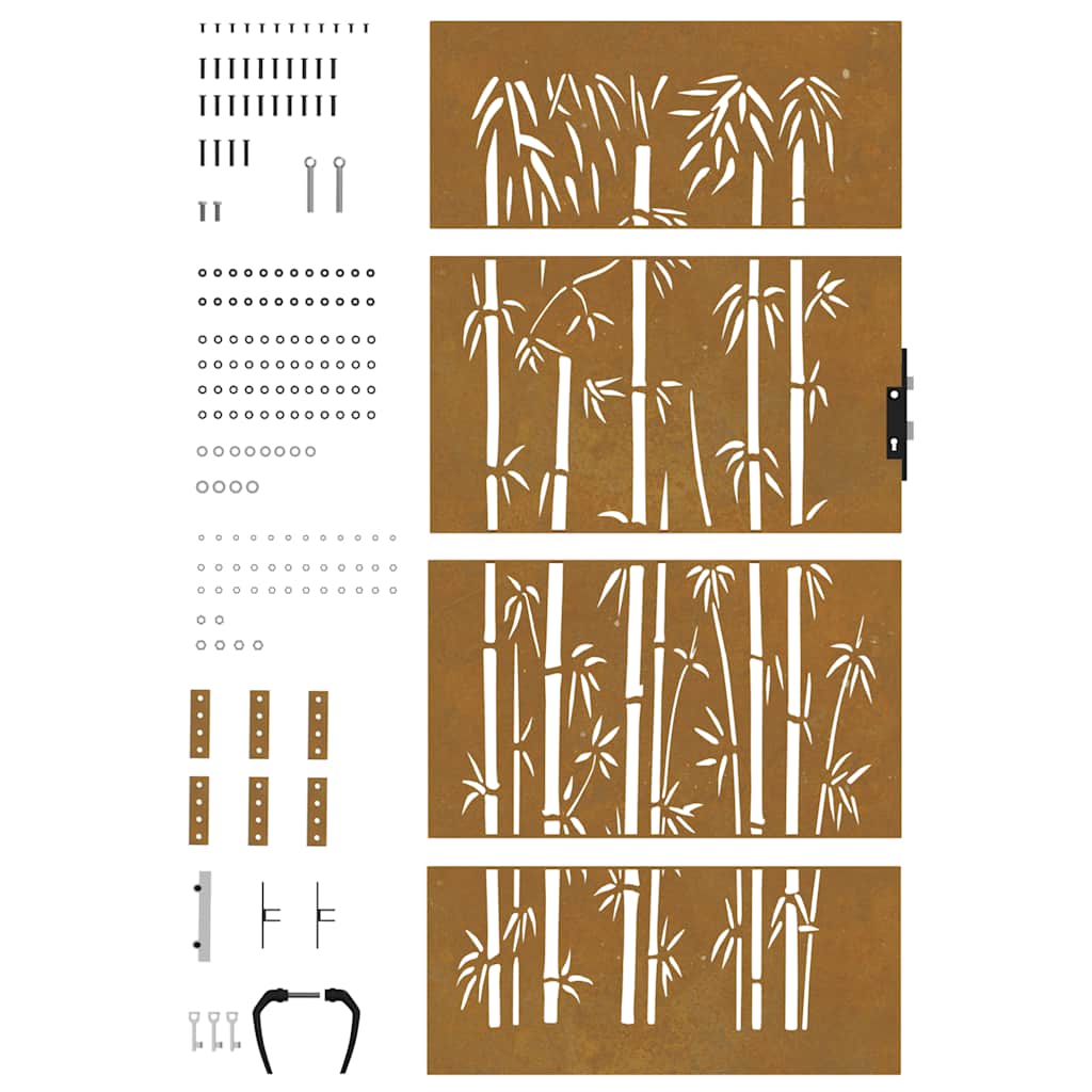 Gartentor 85x200 cm Cortenstahl Bambus-Design