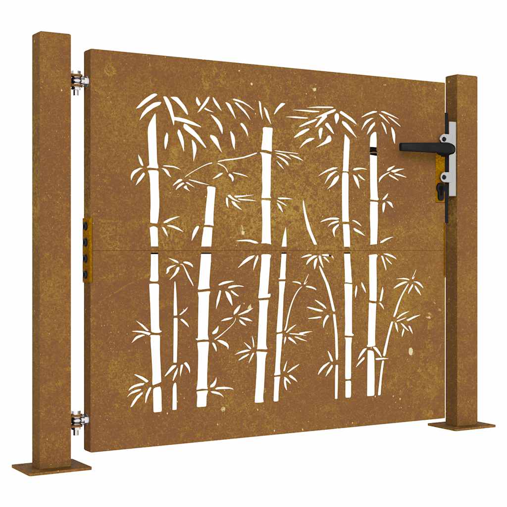 Gartentor 105x80 cm Cortenstahl Bambus-Design