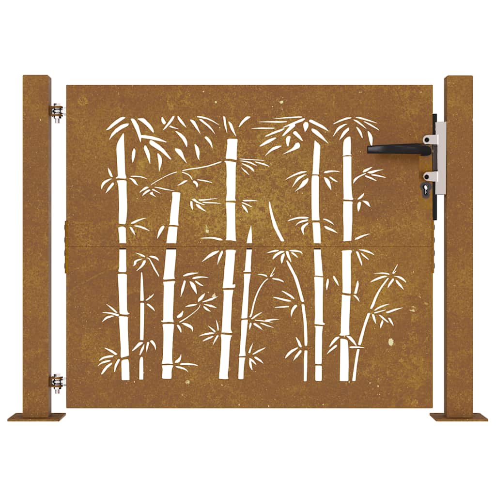 Gartentor 105x80 cm Cortenstahl Bambus-Design