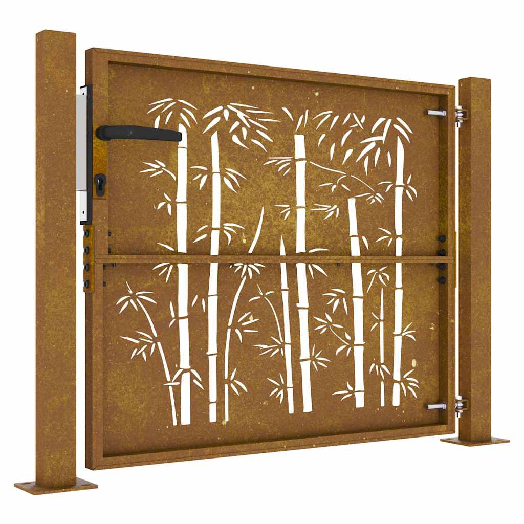 Gartentor 105x80 cm Cortenstahl Bambus-Design