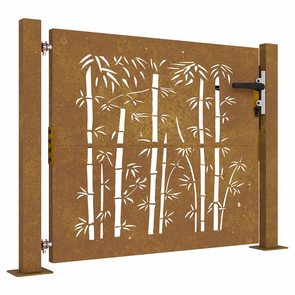 Gartentor 105x105 cm Cortenstahl Bambus-Design