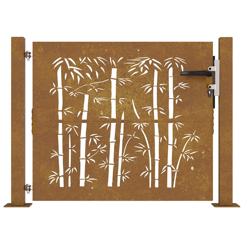 Garden gate 105x105 cm Corten steel bamboo design