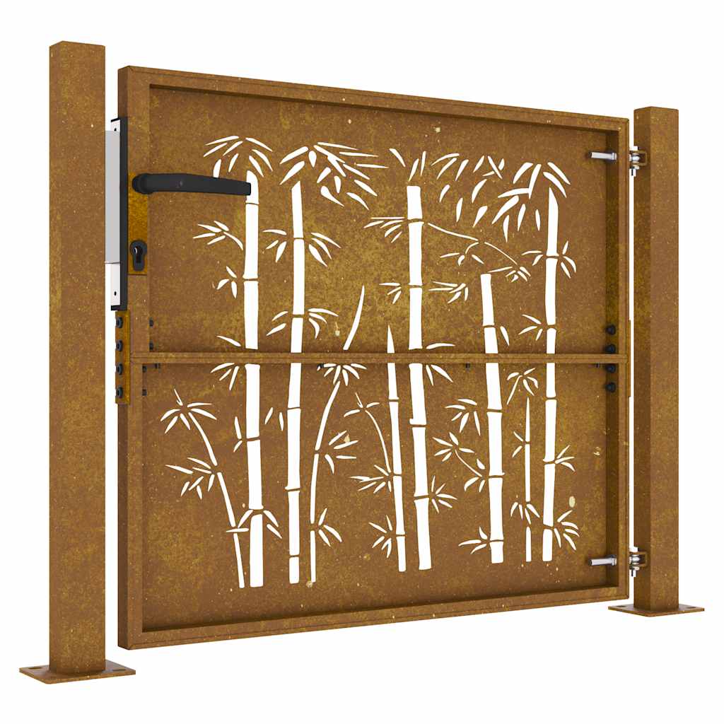 Garden gate 105x105 cm Corten steel bamboo design