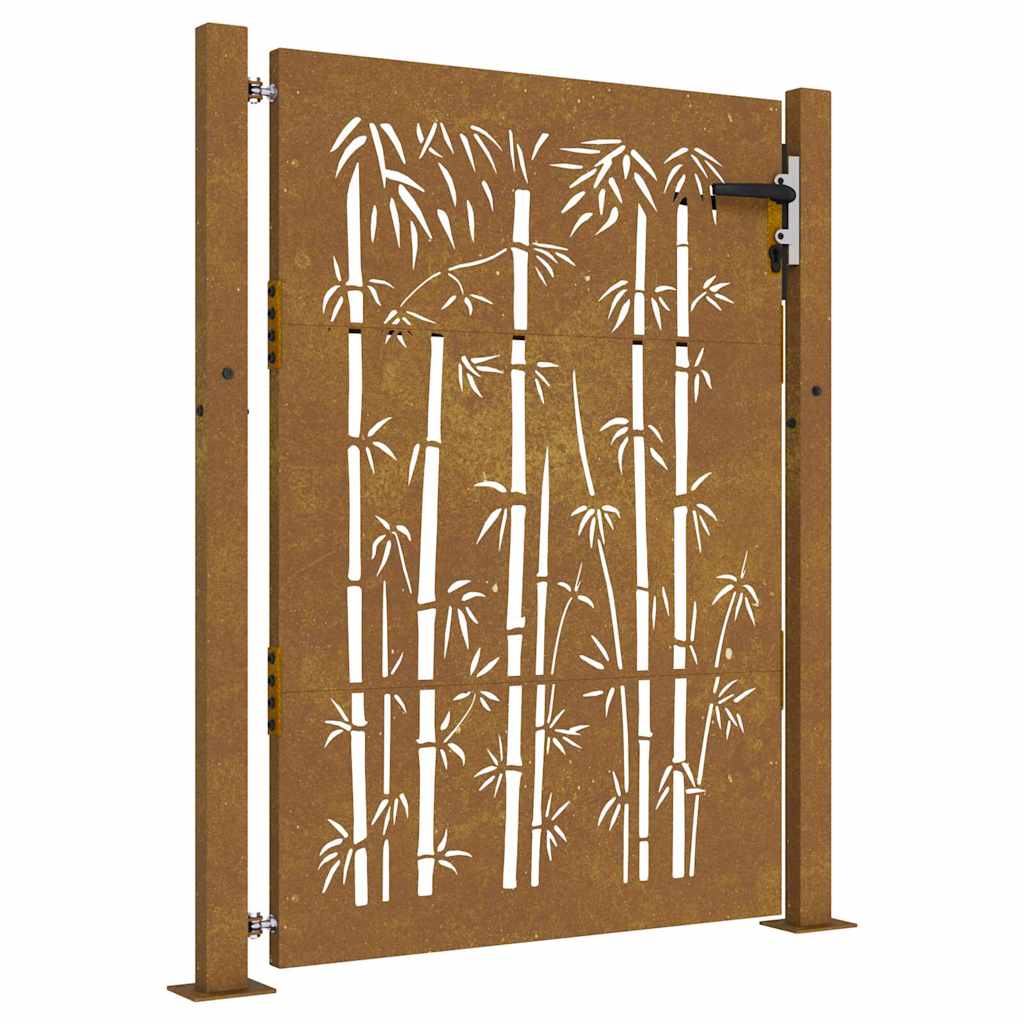 Gartentor 105x130 cm Cortenstahl Bambus-Design
