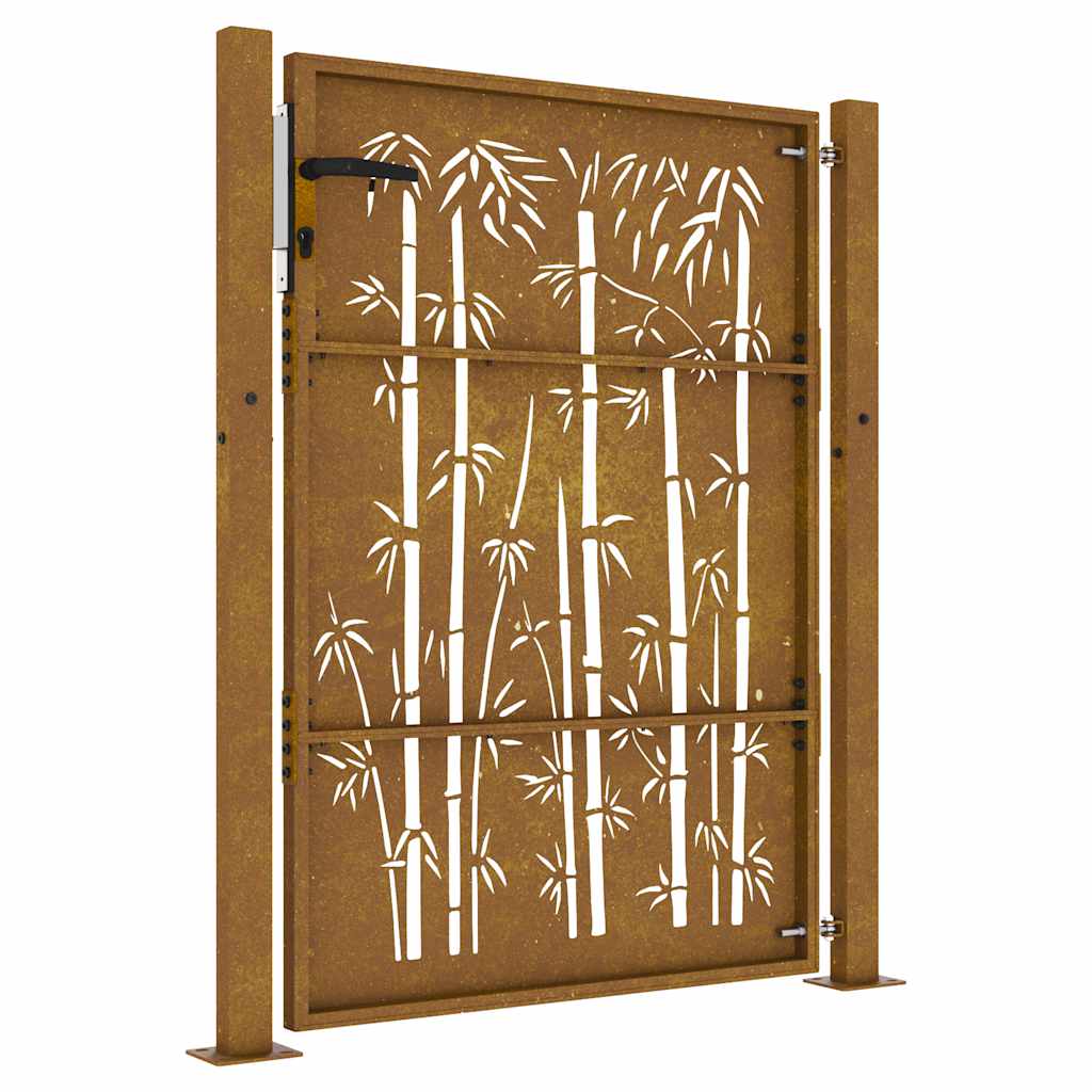 Gartentor 105x130 cm Cortenstahl Bambus-Design