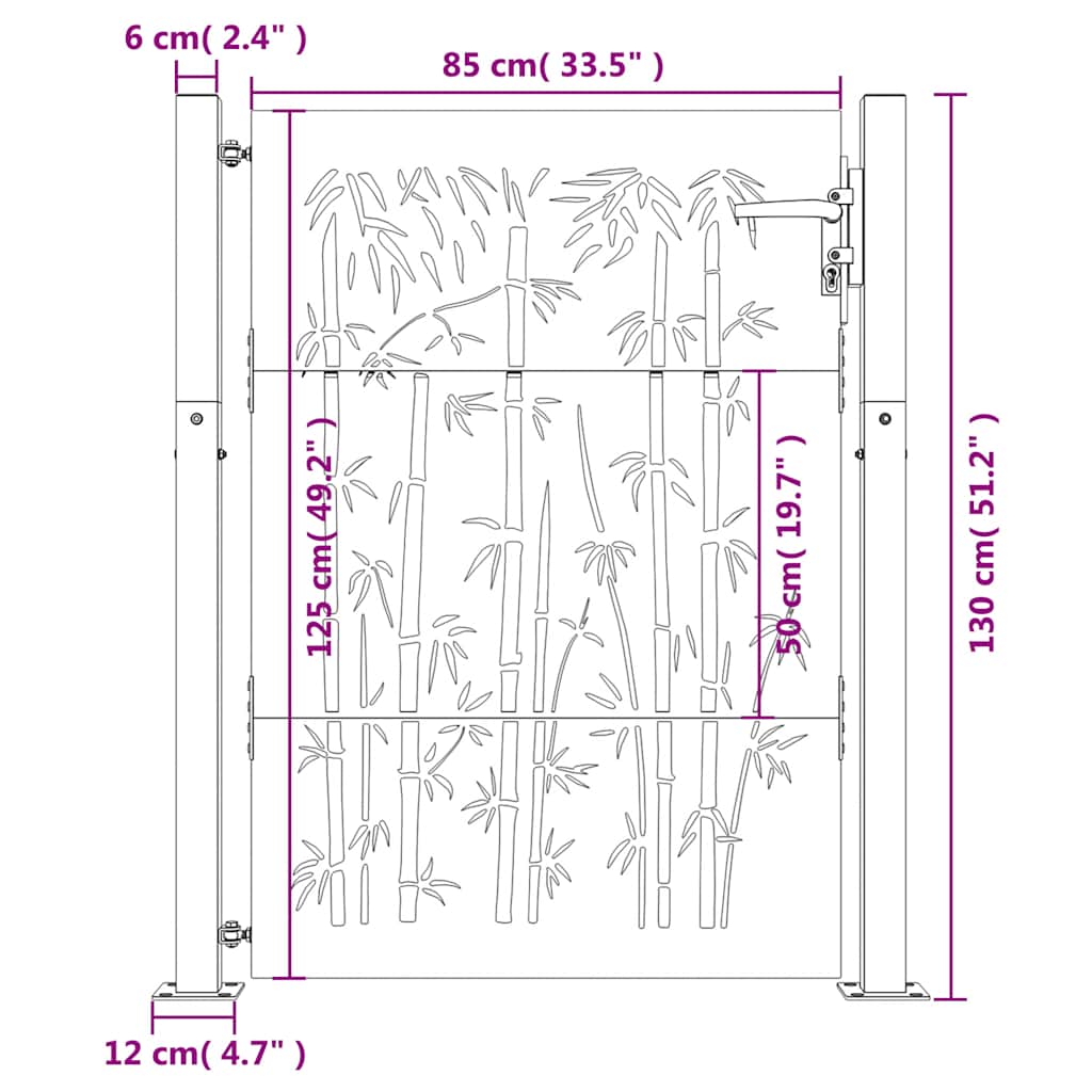 Gartentor 105x155 cm Cortenstahl Bambus-Design
