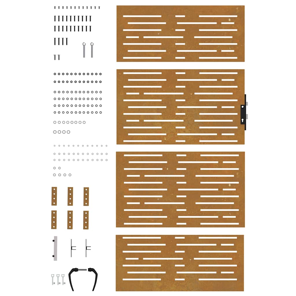 Gartentor 85x175 cm Cortenstahl Quadratisches Design