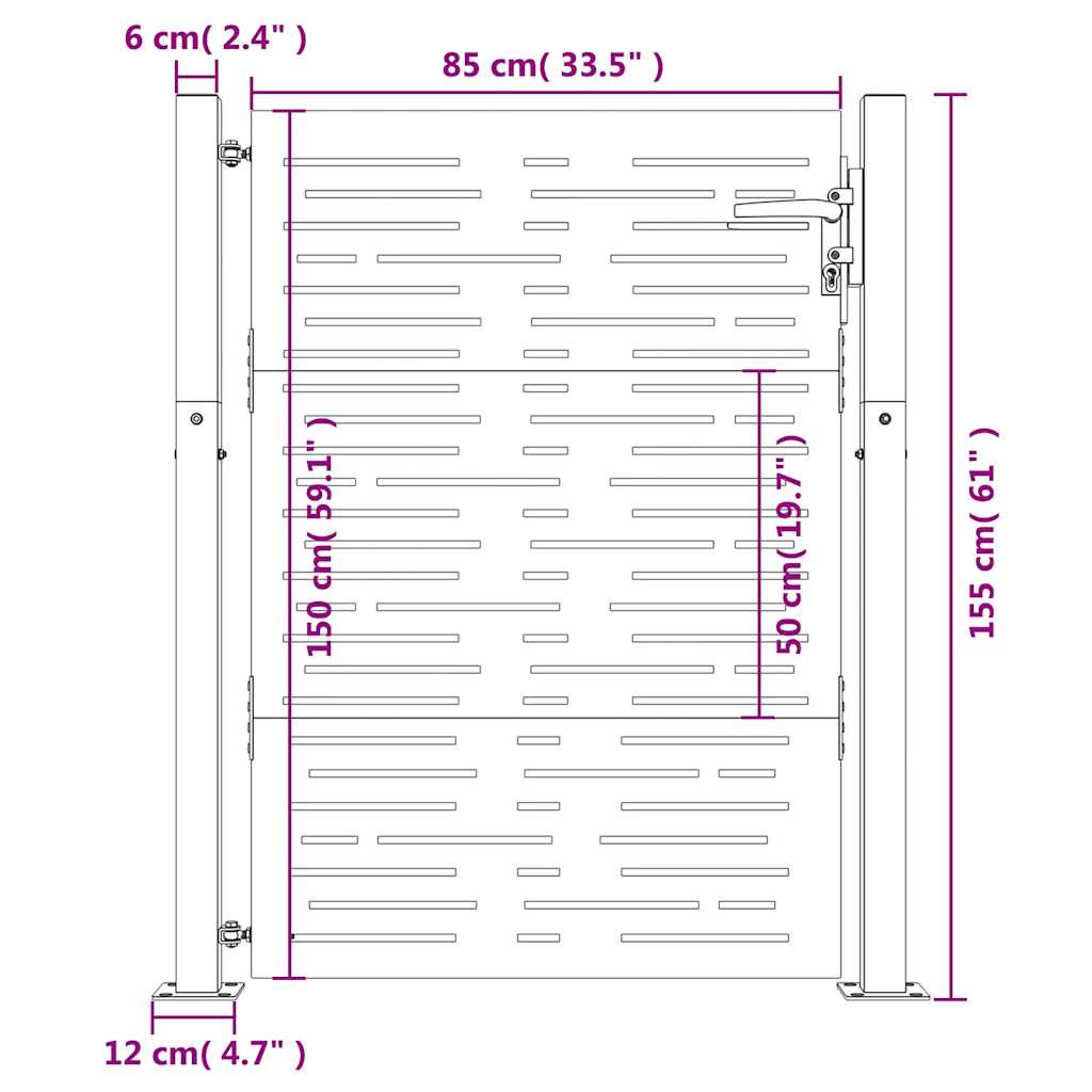 Gartentor 105x155 cm Cortenstahl Quadratisches Design