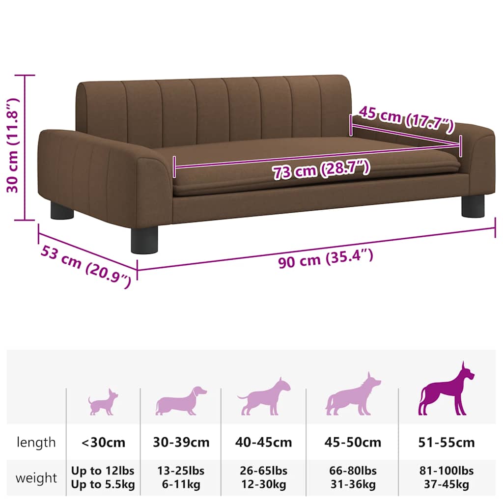 Hundebett Braun 90x53x30 cm Stoff