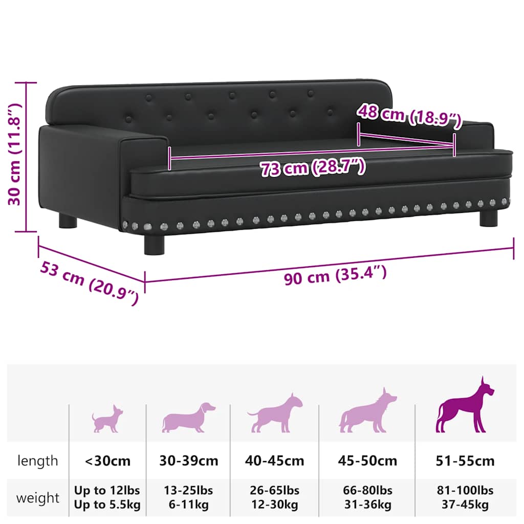 Dog bed black 90x53x30 cm artificial leather