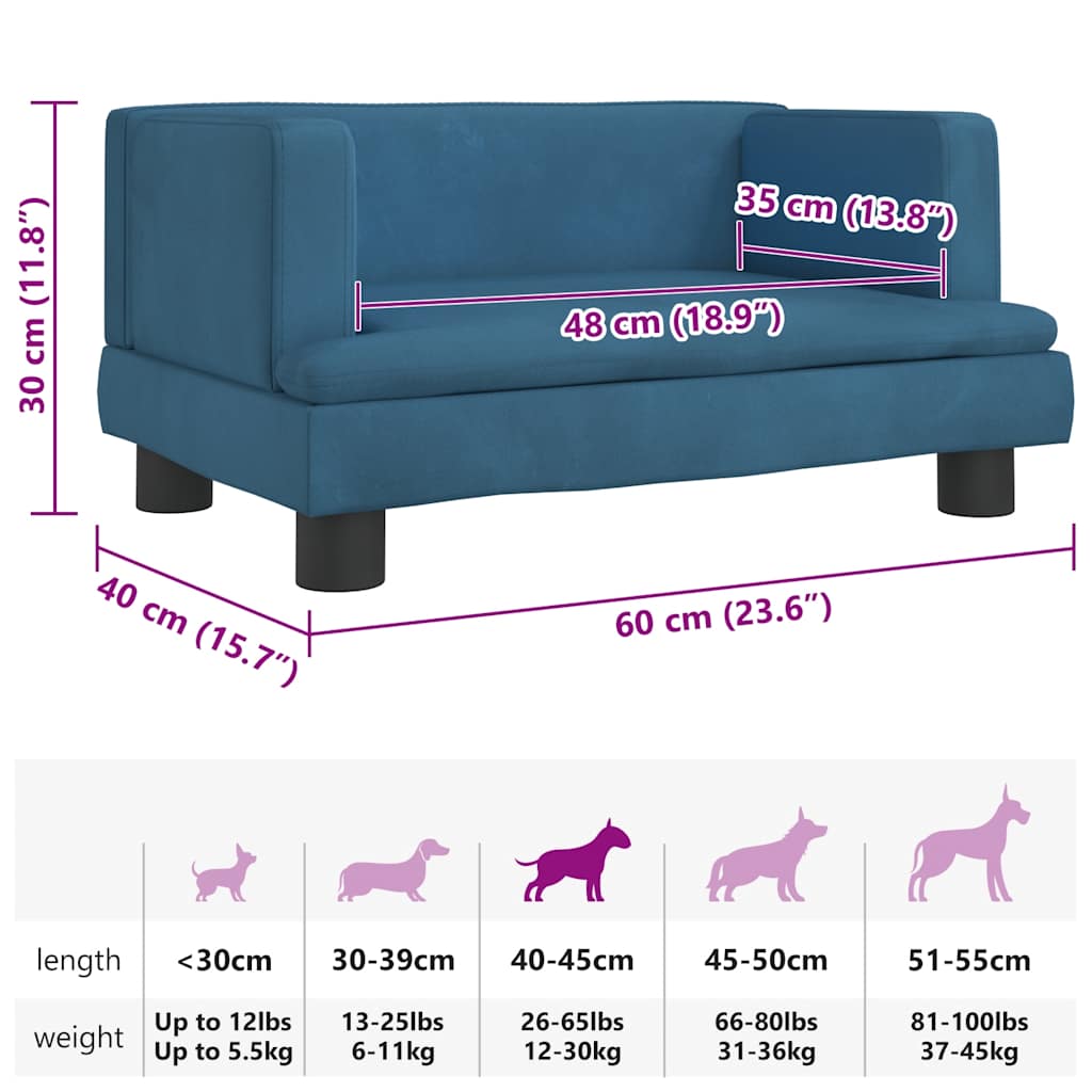 Hundebett Blau 60x40x30 cm Samt