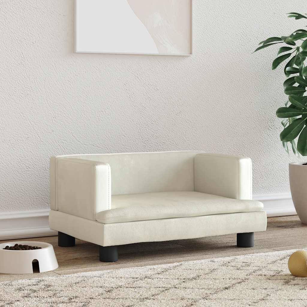 Hundebett Creme 60x40x30 cm Samt