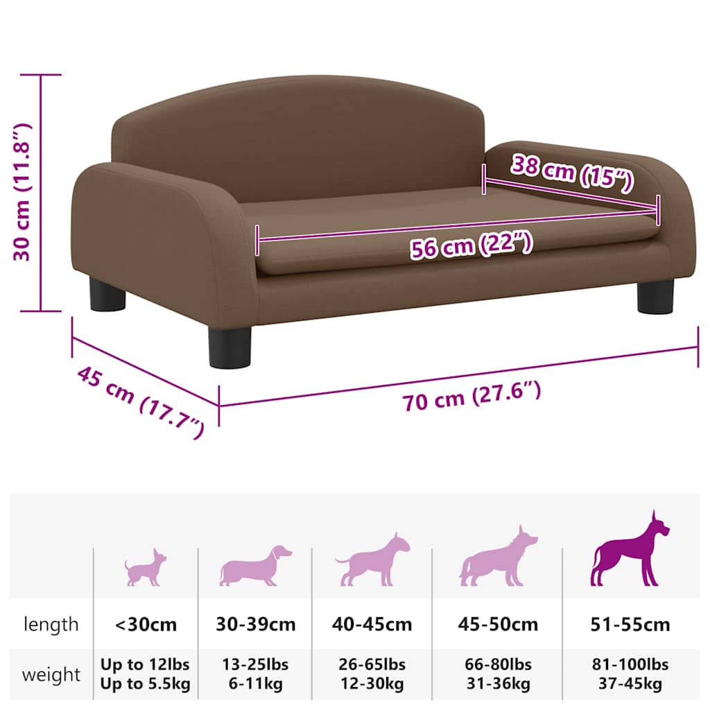 Dog bed brown 70x45x30 cm fabric