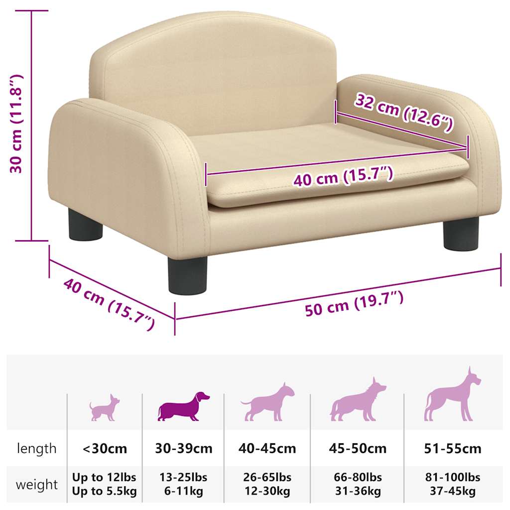 Hundebett Creme 50x40x30 cm Stoff