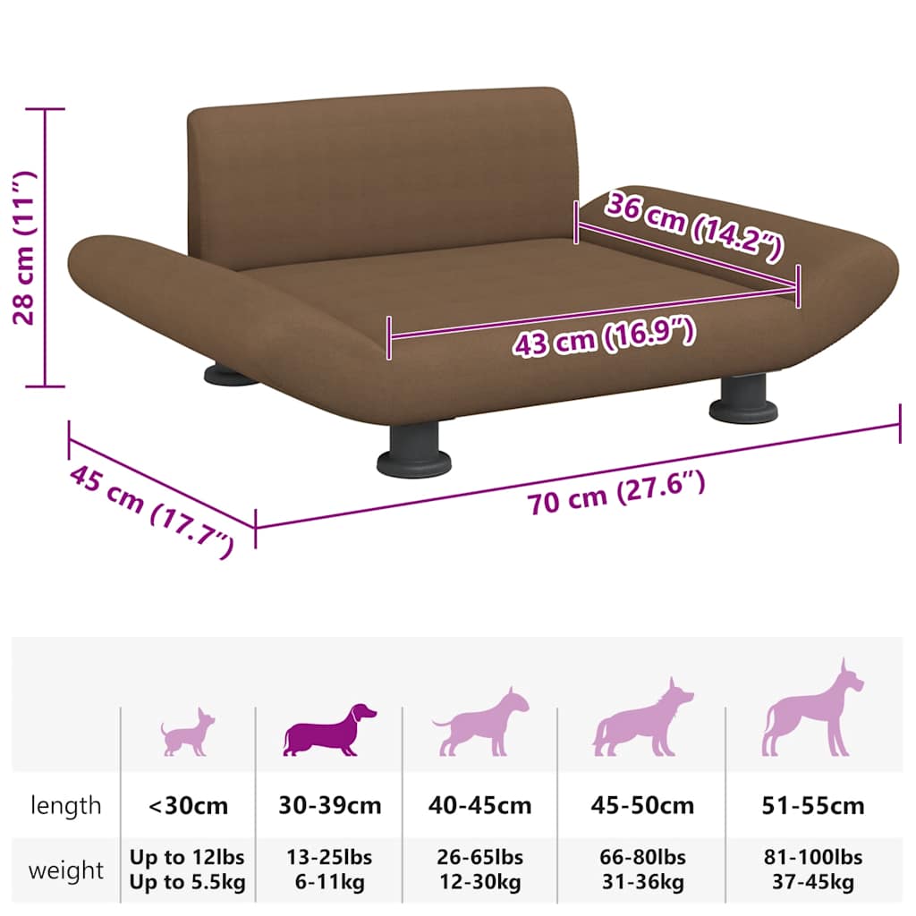 Dog bed brown 70x45x28 cm fabric