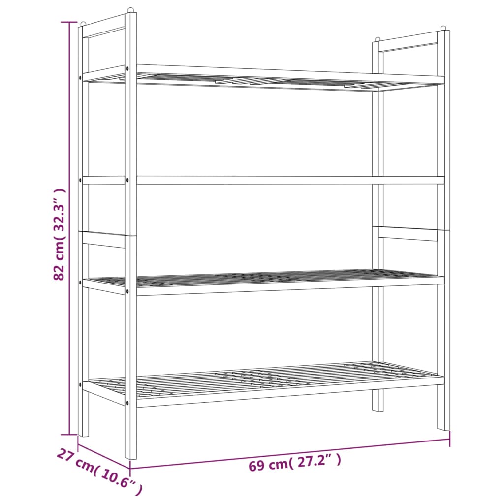 Shoe racks 2 pcs. 69x27x41 cm solid walnut wood