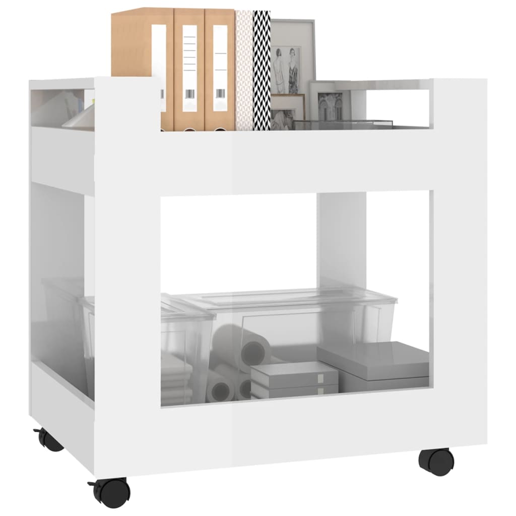 Office Cart High Gloss White 60x45x60 cm Wood Material