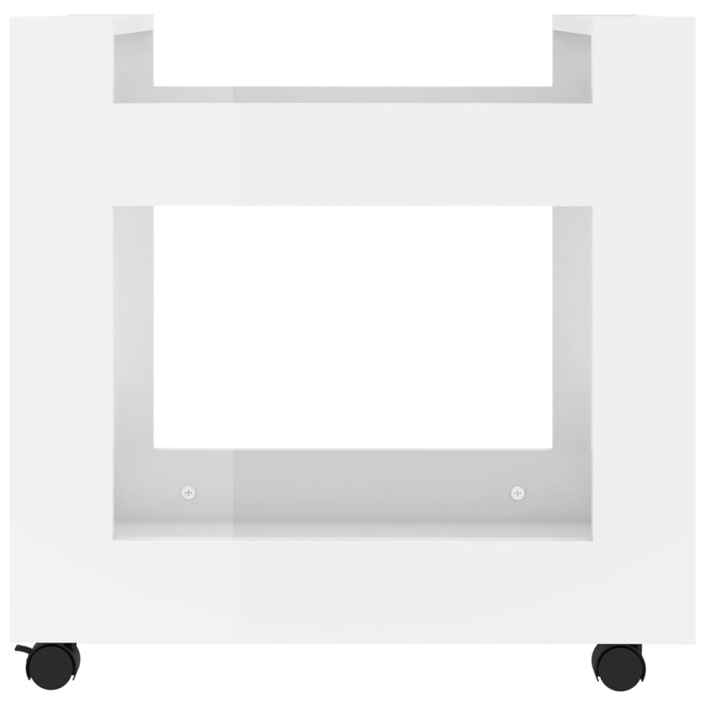 Office Cart High Gloss White 60x45x60 cm Wood Material