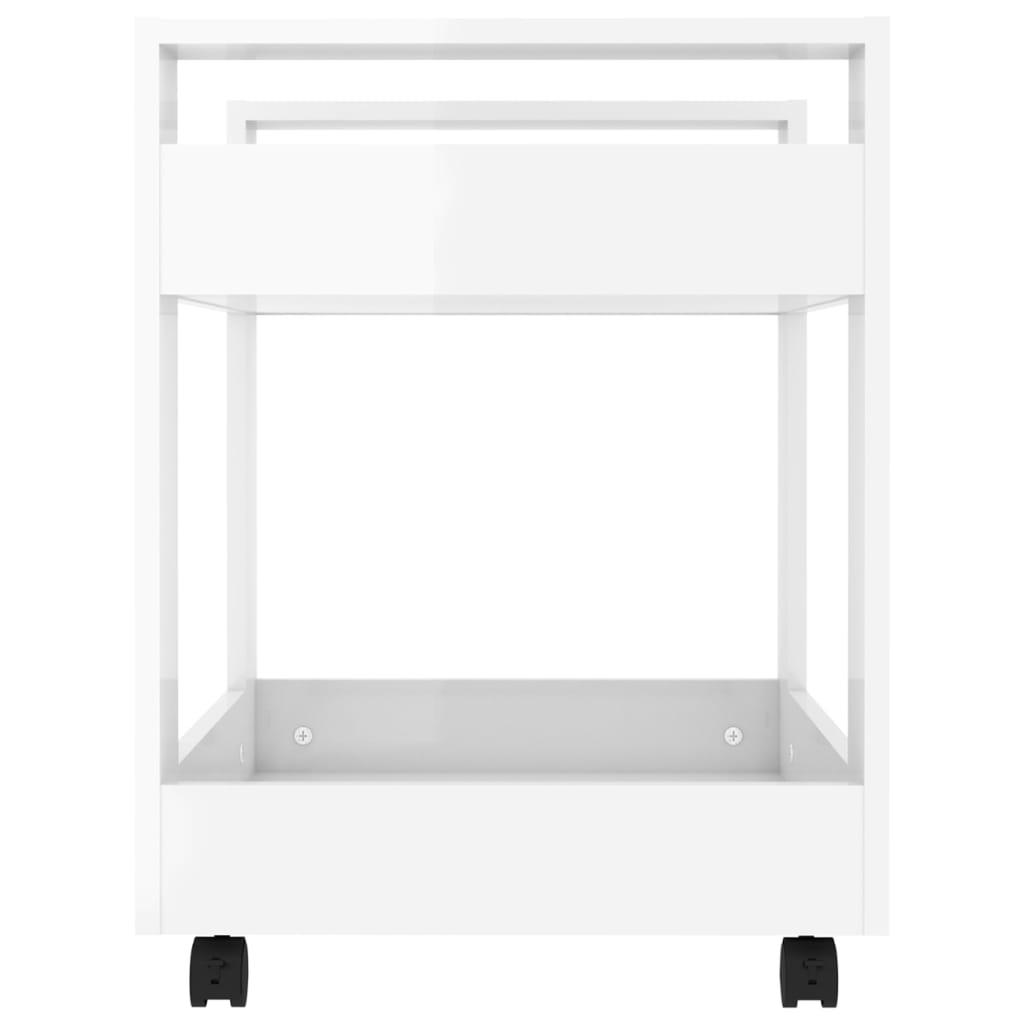 Office Cart High Gloss White 60x45x60 cm Wood Material
