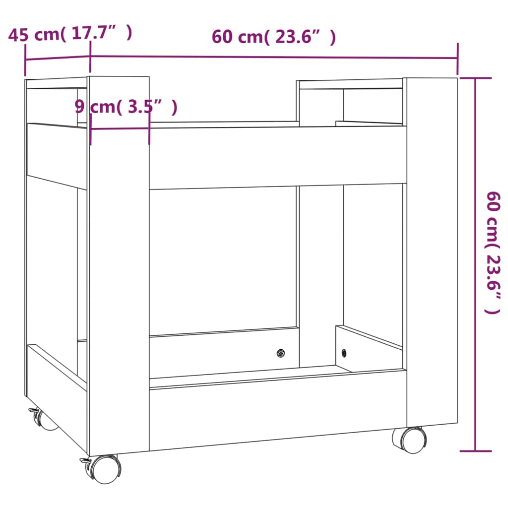Office Cart High Gloss White 60x45x60 cm Wood Material