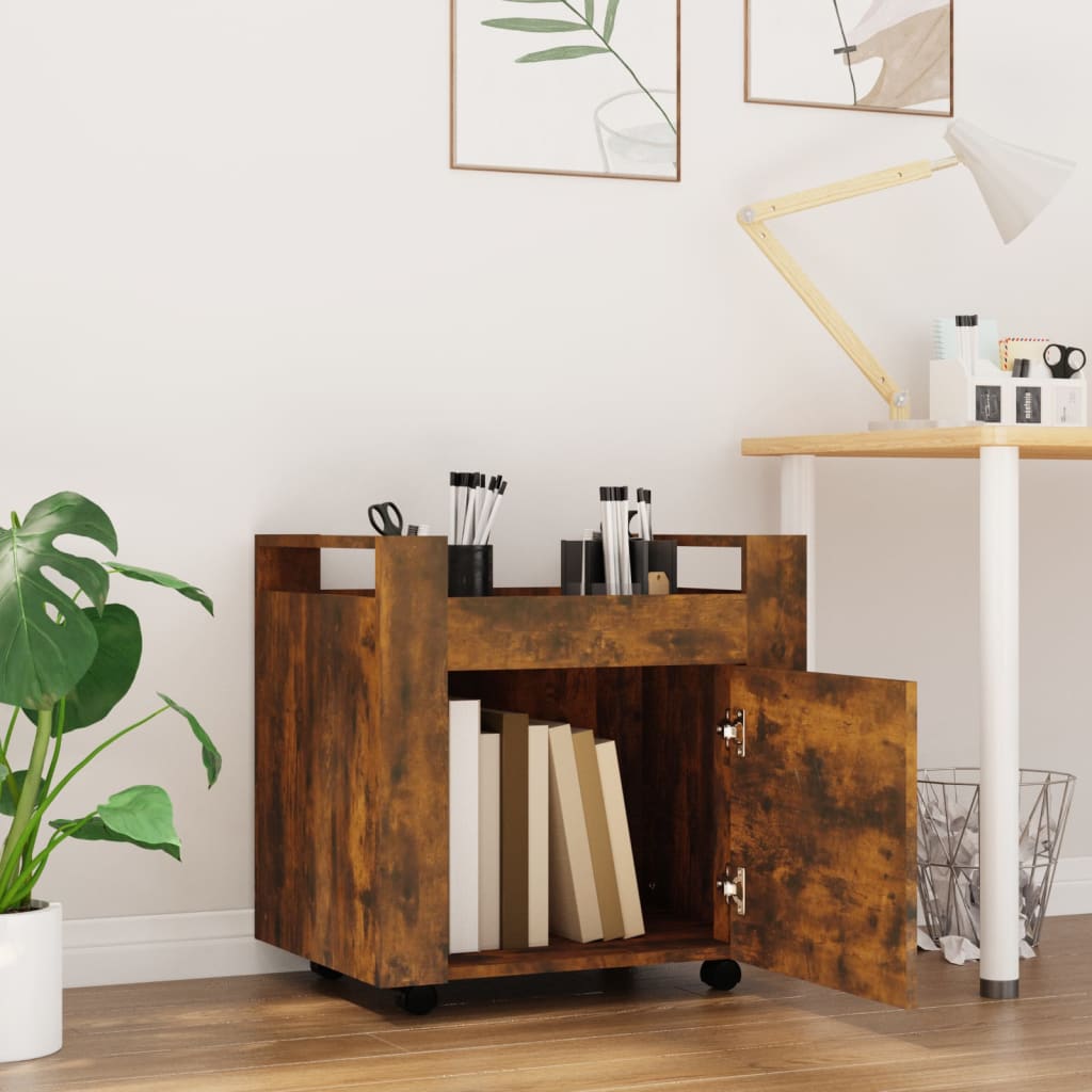 Office Cart Smoked Oak 60x45x60 cm Wood Material