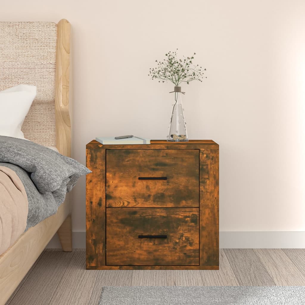 Wall-mounted bedside table smoked oak 50x36x47 cm