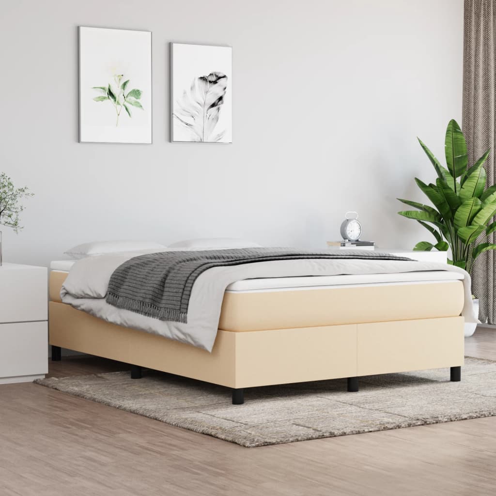 Bettgestell ohne Matratze Creme 140x190 cm Stoff