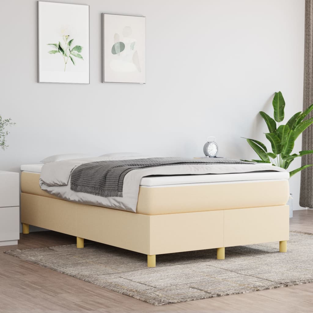Bettgestell ohne Matratze Creme 120x200 cm Stoff