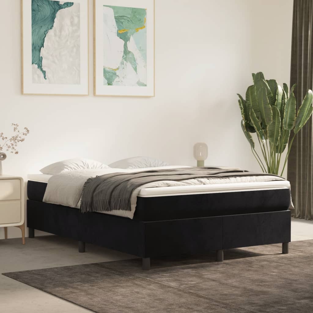 Bed frame without mattress Black 140x190 cm Velvet