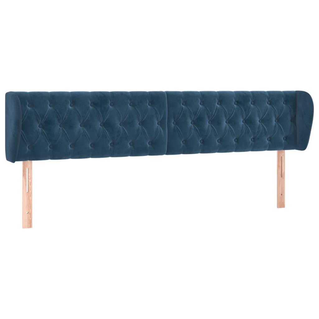 Kopfteil mit Ohren Dunkelblau 183x23x78/88 cm Samt
