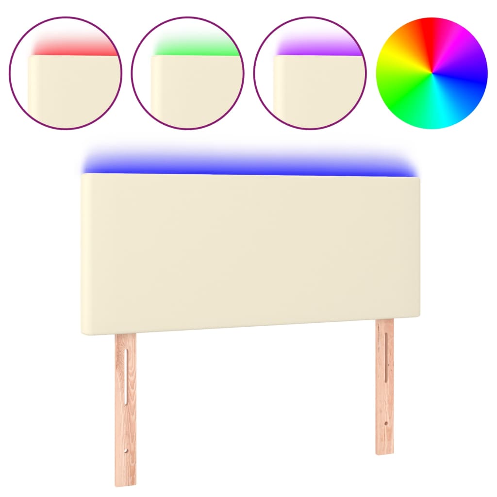 LED Kopfteil Creme 80x5x78/88 cm Kunstleder
