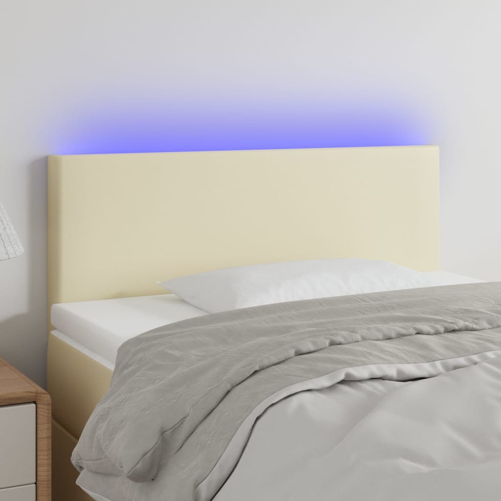 LED Kopfteil Creme 80x5x78/88 cm Kunstleder
