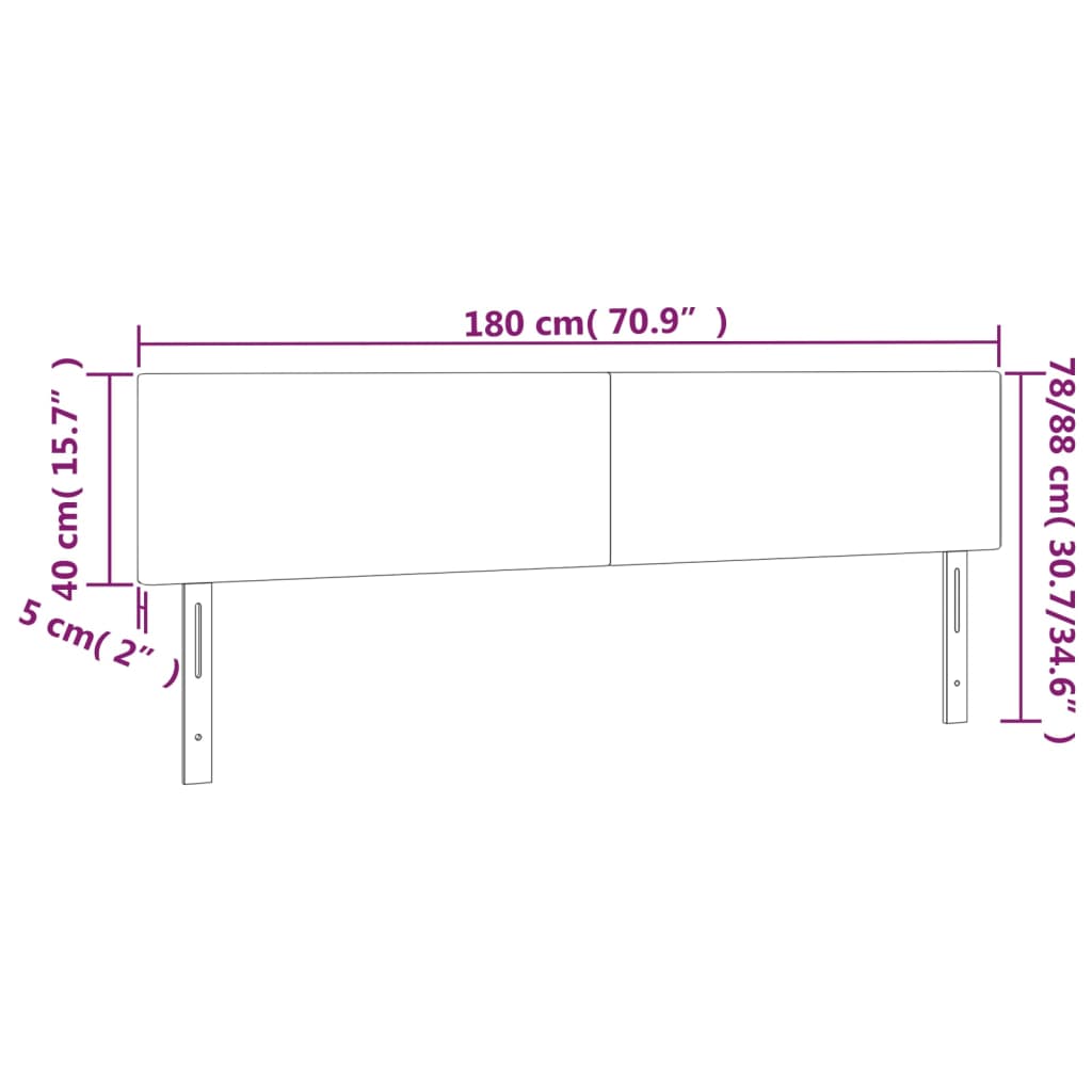 LED Kopfteil Creme 180x5x78/88 cm Kunstleder