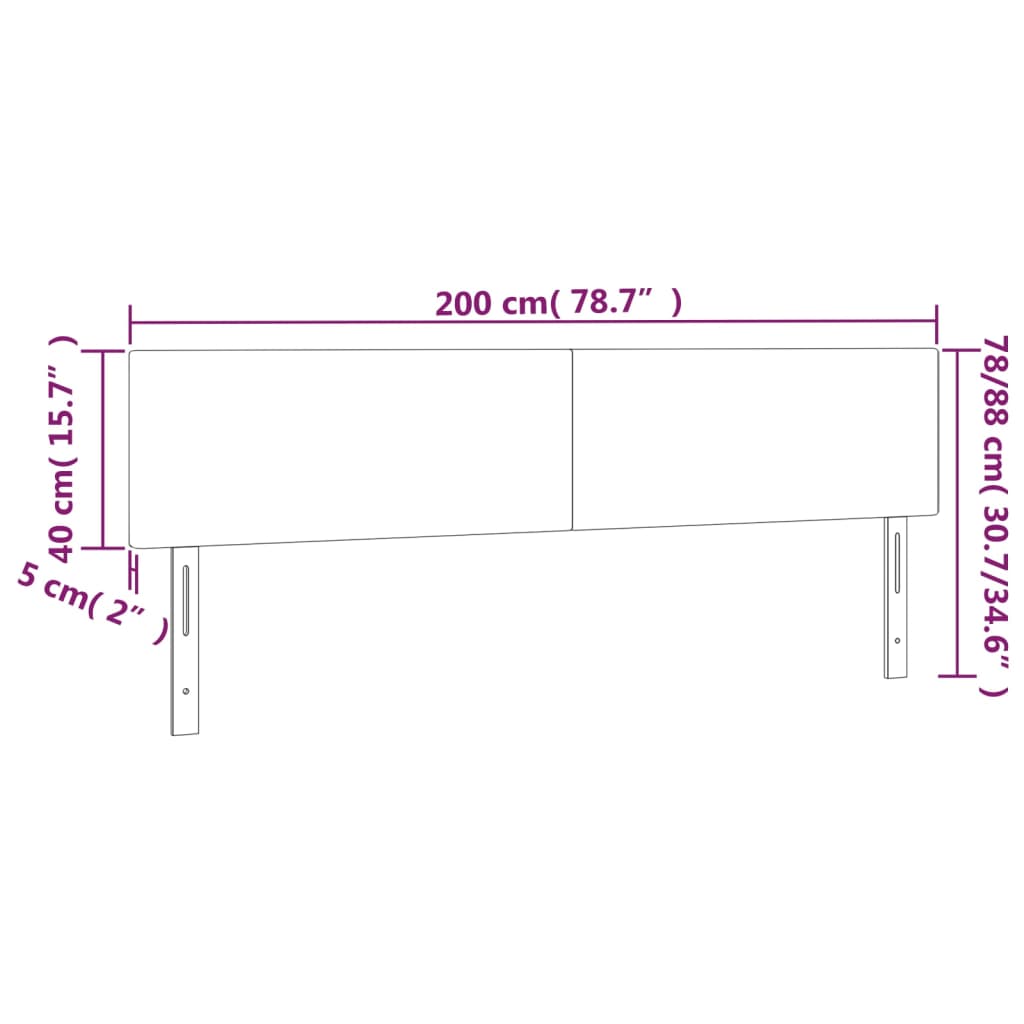 LED Kopfteil Creme 200x5x78/88 cm Kunstleder