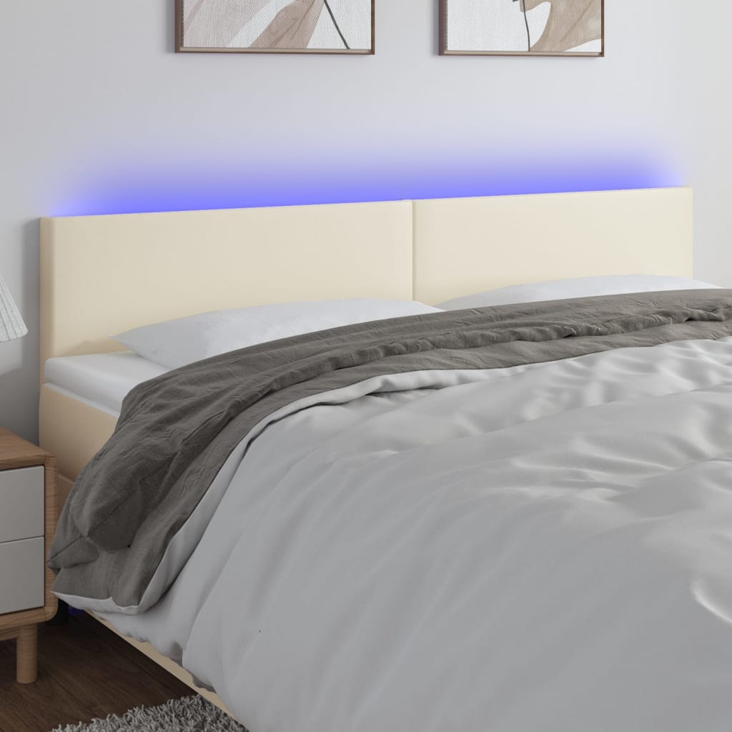 LED Kopfteil Creme 200x5x78/88 cm Kunstleder
