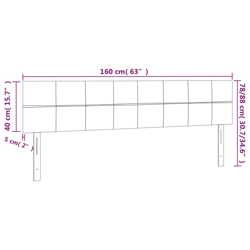 LED Kopfteil Taupe 160x5x78/88 cm Stoff