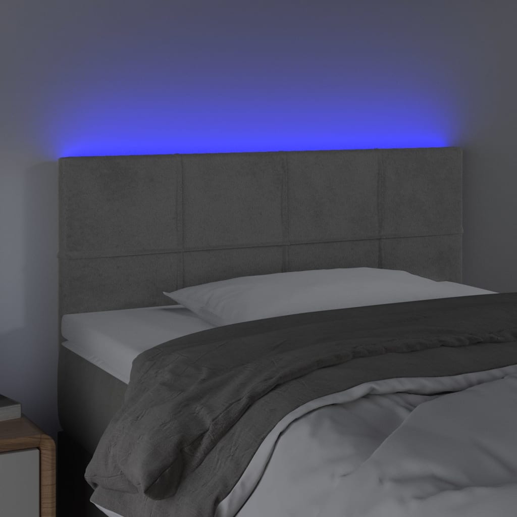 LED Kopfteil Hellgrau 80x5x78/88 cm Samt